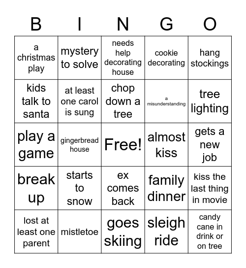 christmas movies Bingo Card