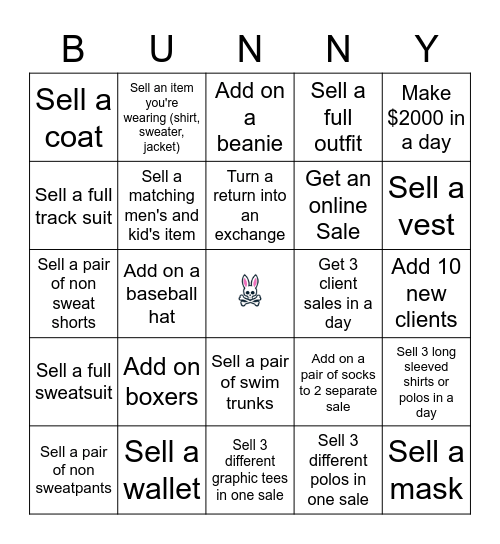 Psycho Bunny Bingo Card