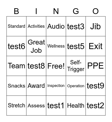 EHS Bingo Card