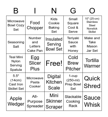 My Favorite Things Pampered Chef Bingo Card