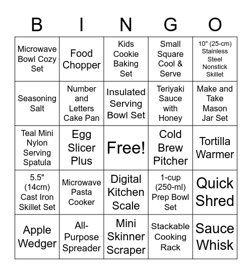 My Favorite Things Pampered Chef Bingo Card