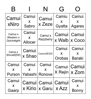 BinGAY Camui edition Bingo Card