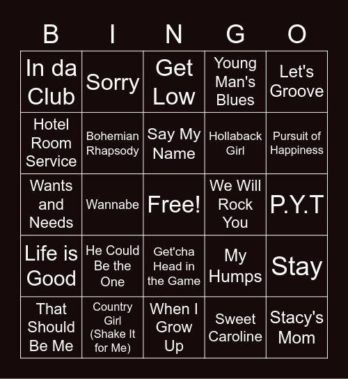 Music Bingo Card