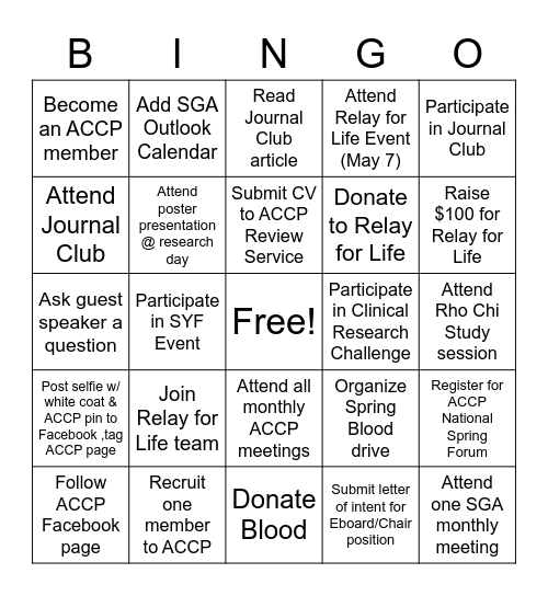 ACCP Social Bingo Card