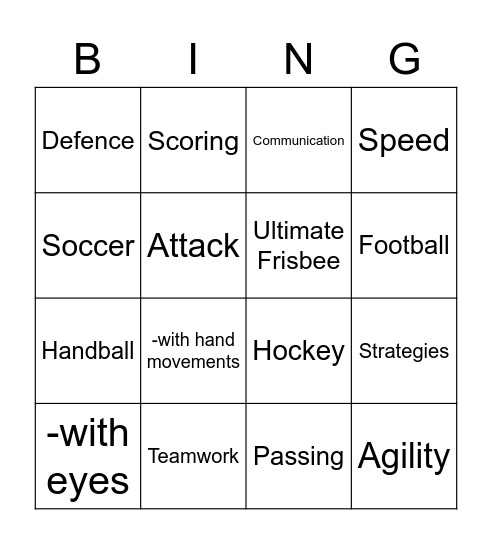 invasion game bingo Card
