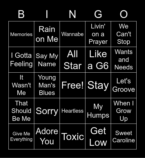 Music Bingo Card