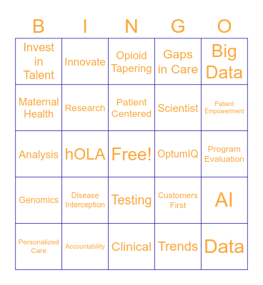 OptumLabs Bingo Card