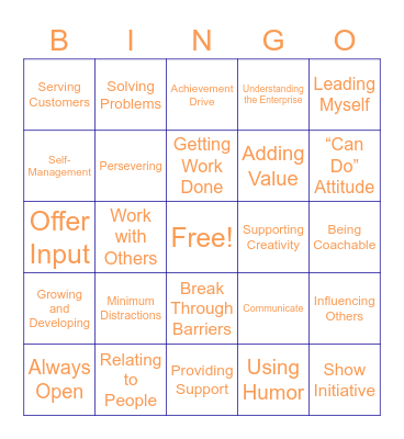 Individual CLL Bingo Card