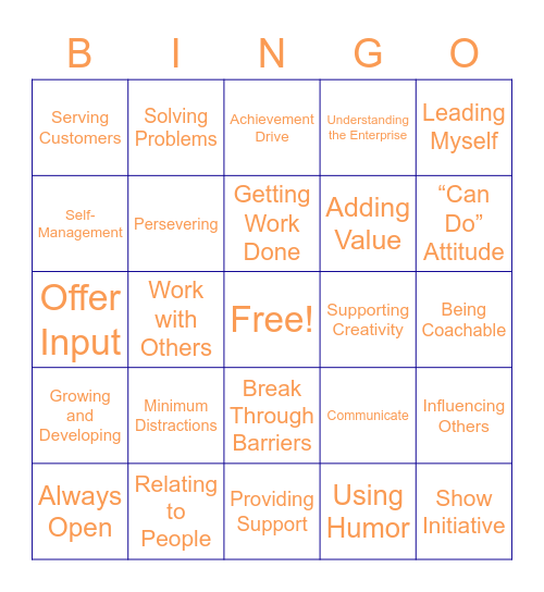 Individual CLL Bingo Card