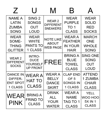 ZMMBA BINGO Card
