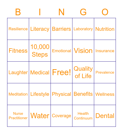 Health Bingo Card