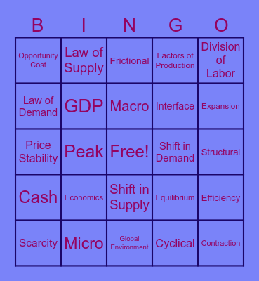 Economics Bingo Card