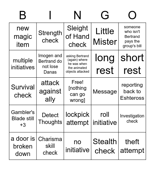 A Four-Way Split Is Actually Quite The Feat [Critical Role 3.03] Bingo Card