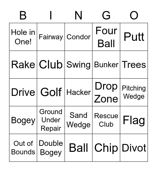 Latrobe Golf Bingo Card