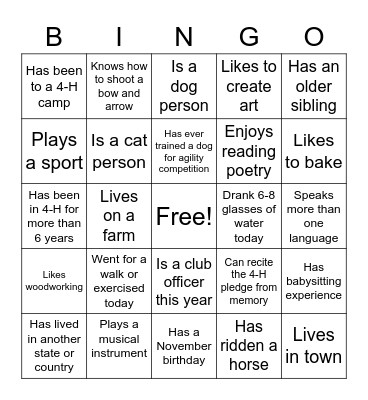Luther Livewires Family Night 2021 Bingo Card