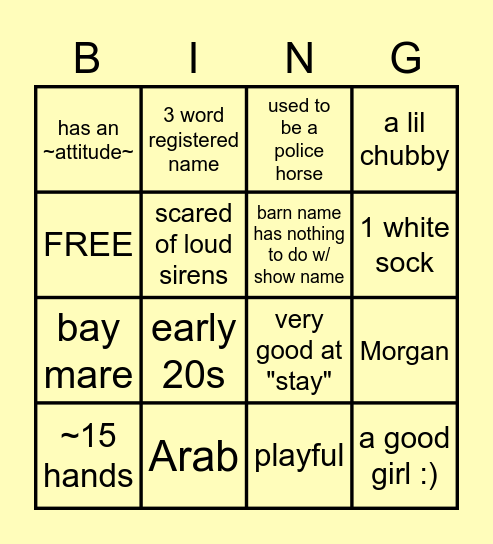 WREN Bingo Card