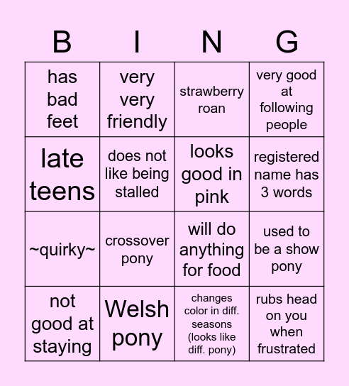 MIMI Bingo Card
