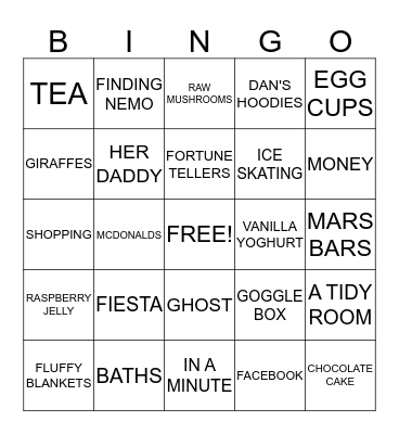 NIKKI'S 21ST Bingo Card