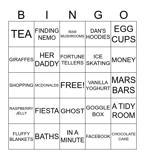 NIKKI'S 21ST Bingo Card