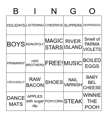 NIKKI'S 21ST Bingo Card