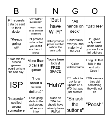 Tech Support 2 Bingo Card