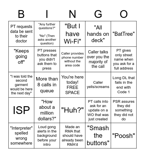 Tech Support 2 Bingo Card