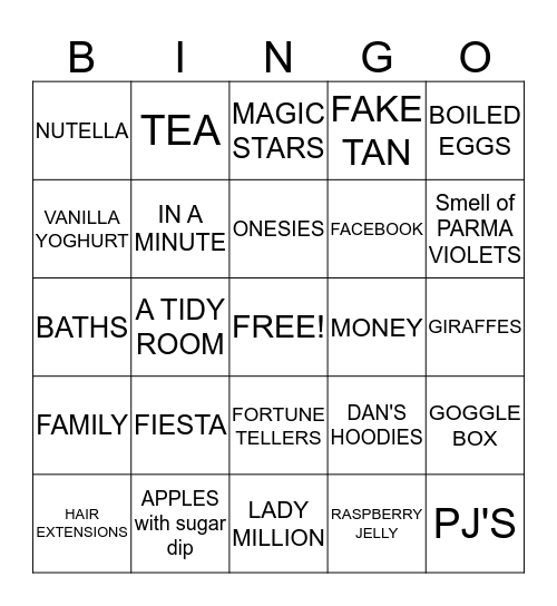 NIKKI'S 21ST Bingo Card