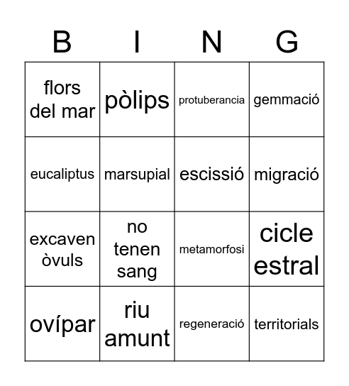 Reproduccio sexual i asexual Bingo Card