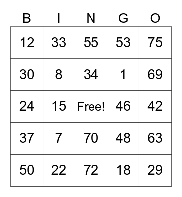 madam rocha Bingo Card