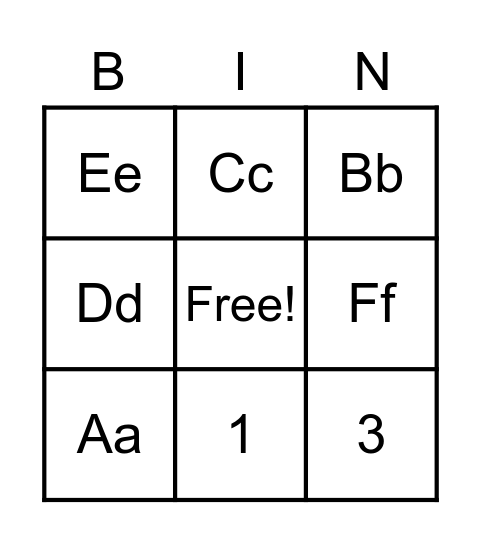 L'alphabet Bingo Card