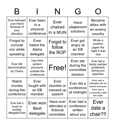 MUN Bingo Card