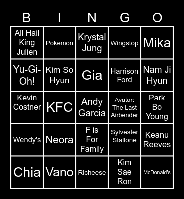 Punya fian Bingo Card