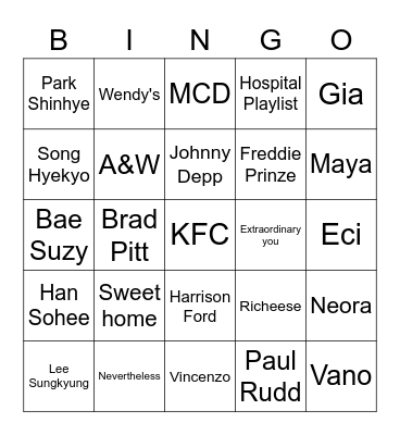 Ric's Bingo Card