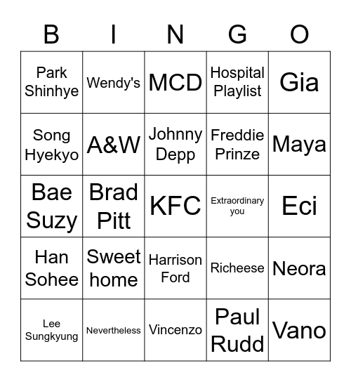 Ric's Bingo Card