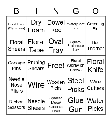 Tool ID Bingo Card