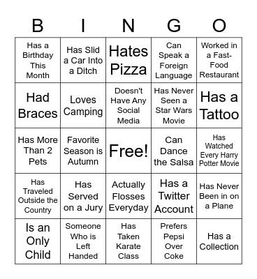 Ace Mart Bingo Card