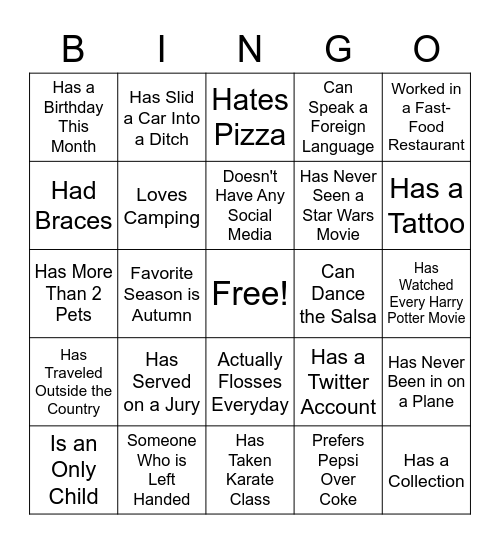 Ace Mart Bingo Card