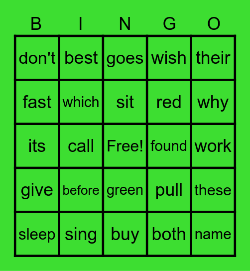 Sight Word BINGO- List 3 and 4 Bingo Card