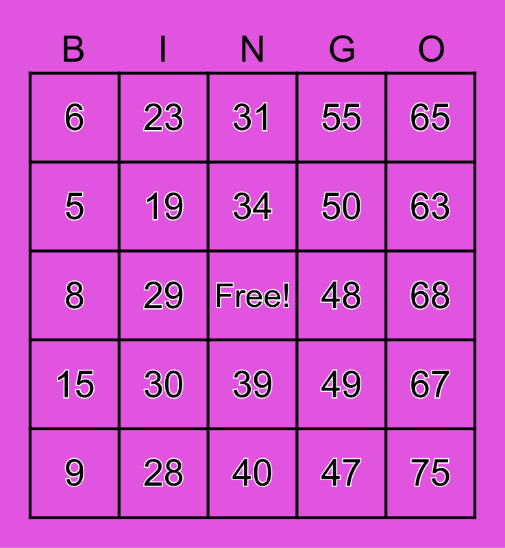Bingo Unity Game Bingo Card