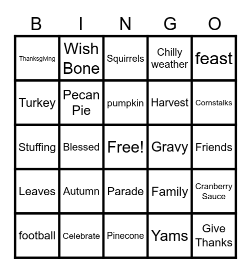 Fall Bingo Card