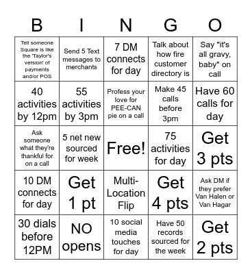 FRIDAY BDR BINGO Card