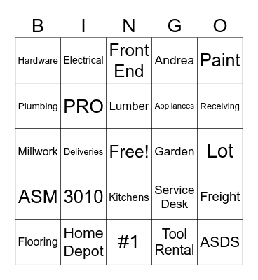 DH Fun Day Bingo Card