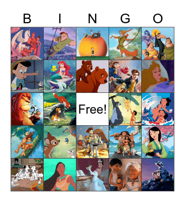 Disney Movie Music Bingo Card