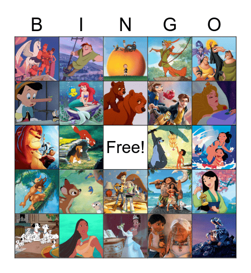 Disney Movie Music Bingo Card