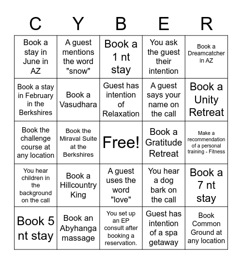 Cyber Sale Bingo Card