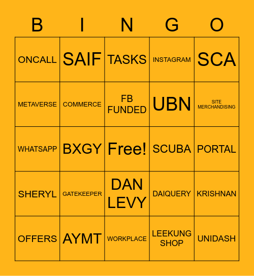 PROMOTIONS BINGO Card