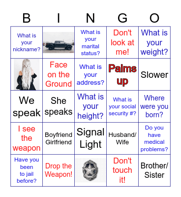 Police Spanish Bingo Card