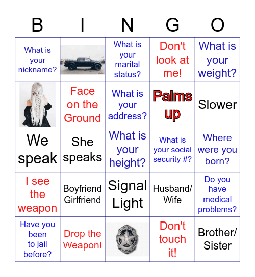 Police Spanish Bingo Card