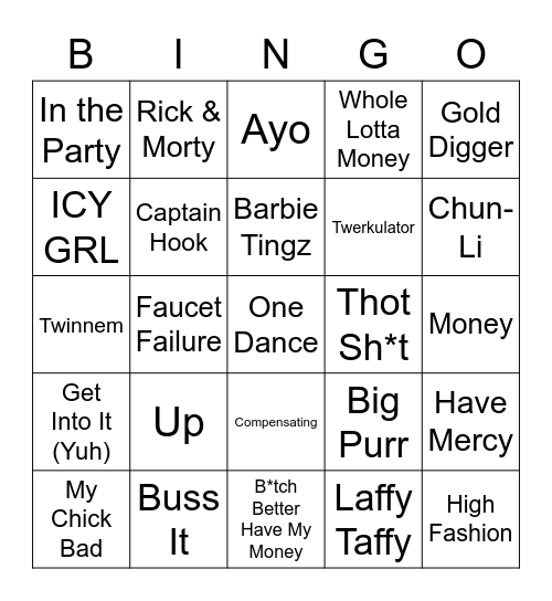 HIP HOP Bingo Card