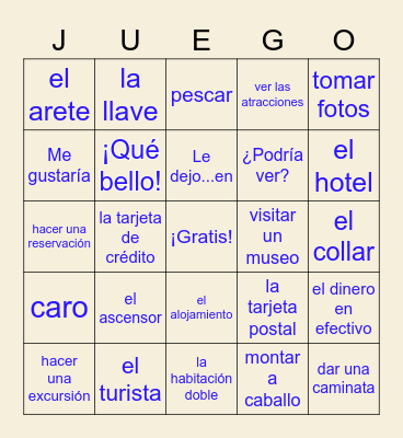 2 Avancemos 1.2 Bingo Card